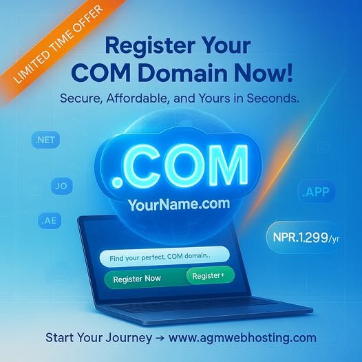 Limited-Time .COM Domain Offer Nepal: NPR 1299! Secure Your Global Identity