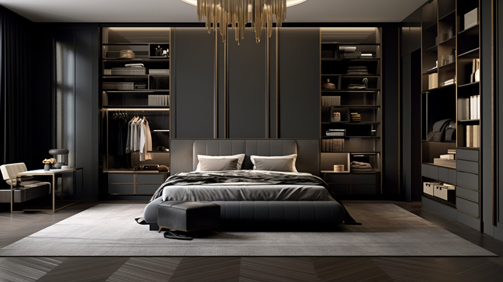 black bed with storage